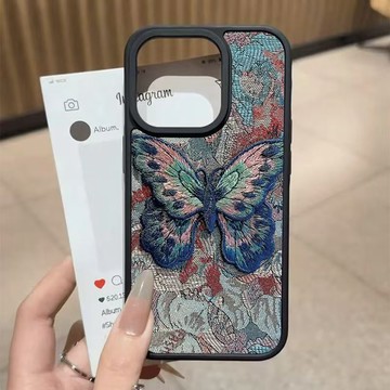 ✨新品熱銷✨花紋蝴蝶適用蘋果17promax手機殼iPhone16膚感15磨砂14防摔13硬11