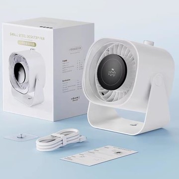 徠奈臺式充電款小型風扇無線桌面壁掛兩用大風力100檔數顯無極調速無刷電機學生宿舍