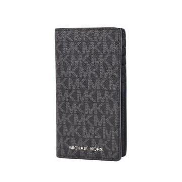 MICHAEL KORS 男款 緹花LOGO防刮釦式證件/零錢包-黑色
