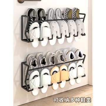 鞋架家用門口收納神器浴室衛生間門后壁掛免打孔放拖鞋置物架鐵藝