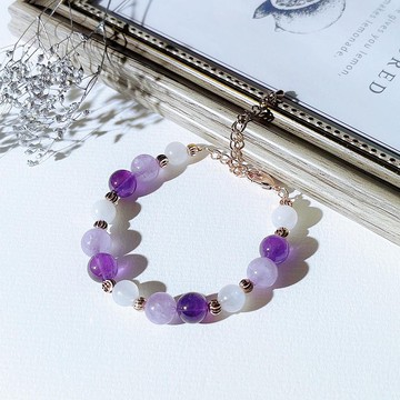 紫水晶 月亮石 月光石 白水晶 水晶手鏈 天然石 生日禮物