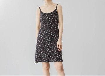 南法夏日 度假復古少女小碎花絲質吊帶洋裝