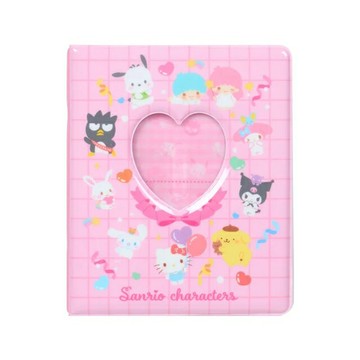 小禮堂 Sanrio 三麗鷗 愛心窗口照片收納本 L (粉格紋彩帶 偶像應援)