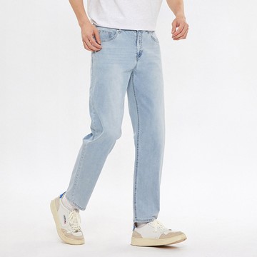 Hang Ten- 韓款Coolmax輕磅水洗刷色錐形牛仔褲-男(淺藍)