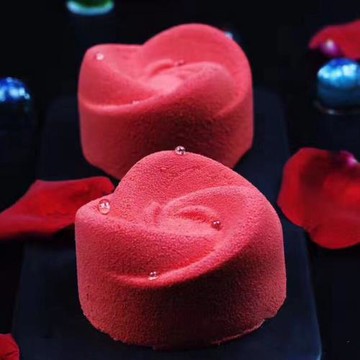 堂巴 6連玫瑰花型硅膠模具 圓形旋風慕斯蛋糕模具 烘焙工具 D-112