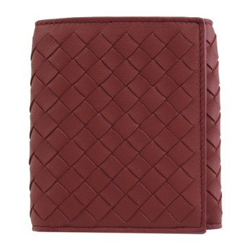 BOTTEGA VENETA經典編織三折零錢短夾(紅)