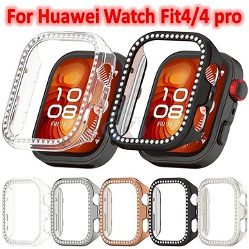 適用於 Huawei 華為 Watch Fit 3 Fit 4 Fit 4 Pro 鑲鑽鑽石鏤空保護殼 華為手錶保護套