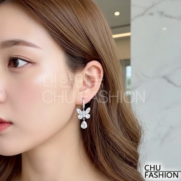 【CHU】韓國直輸 彩蝶珍珠花飾 韓系耳環款