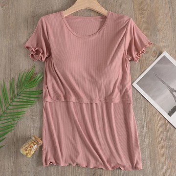 夏季薄款莫代爾哺乳衣外出產后孕婦短袖T恤母乳衣服喂奶服上衣