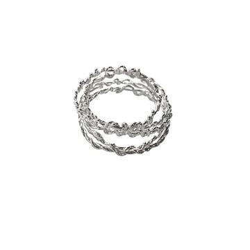 波浪細緻純銀戒指 3件組