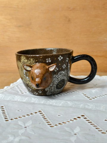 小鹿刻花咖啡杯