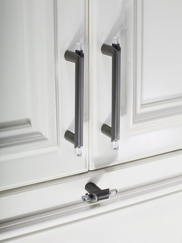 黑色拉手柜門輕奢 現代簡約櫥柜門把手手柄水晶鑲鉆抽屜拉手加長