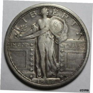 アンティークコイン 1917 Type 1 Standing Liberty Quarter IQ294