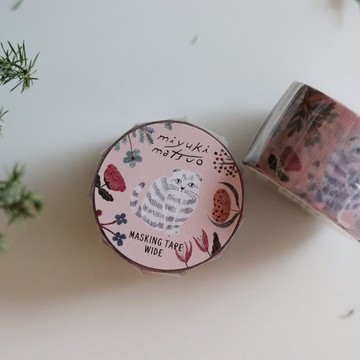 【Yourtableware】松尾美雪 花草貓咪 寬版紙膠帶