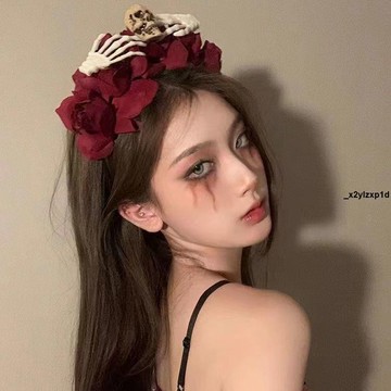 髮箍 頭飾 萬圣節派對cosplay吸血鬼裝扮頭飾發箍女高級感發飾暗黑擺拍道具