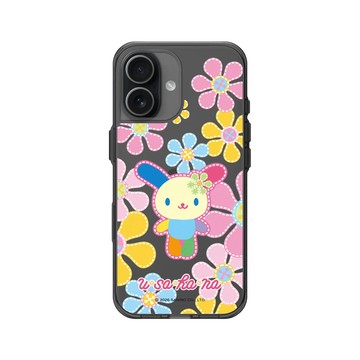 iPhone 17 Clear (相機按鈕) 酷墨灰 - 三麗鷗-花小兔 Usahana - 刺繡花朵