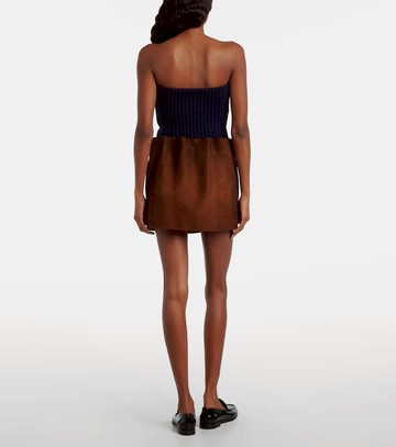 Prada Gathered suede miniskirt