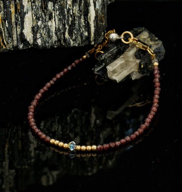 曰本 Cenfill 鋼絲 紅石榴石 14K包金 GF Swarovski 水晶手鍊