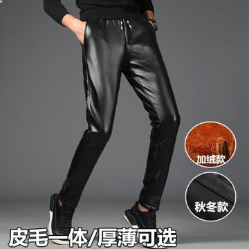 2022冬季修身皮褲男緊身防水防風摩托車機車男士加絨加厚保暖顯瘦
