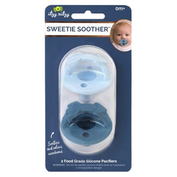 itzy ritzy 造型矽膠安撫奶嘴組 Set 2個 SWEETIE SOOTHER 食品級矽膠  0個月  午夜藍