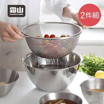 日本霜山 304不鏽鋼瀝水調理盆2件組(附導流嘴)-3.4L