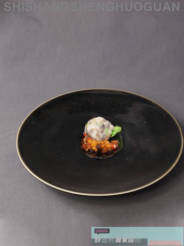 特色餐具 餐盤 可開發票 創意陶瓷餐具圓形古銅蛋糕甜點燒鳥串水果牛排盤意面菜盤西餐餐廳