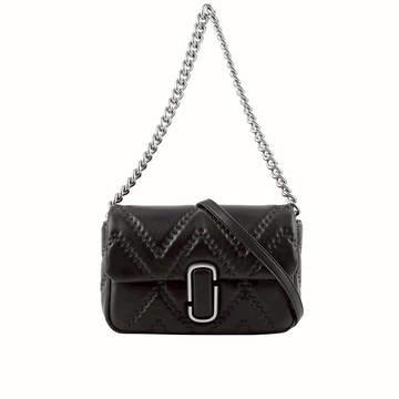 MARC JACOBS THE J MARC 縫線小羊皮翻蓋二用包/黑色