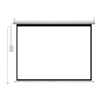 电动幕布100寸16:9家用投影机高清幕布带遥控 投影仪电动幕布