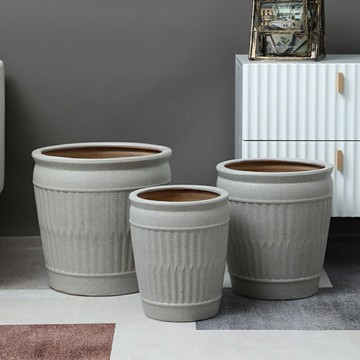 金錢樹陶瓷花盆特大口徑條紋麻點落地盆散尾葵龜背竹綠植盆栽花盆