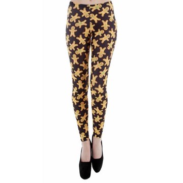 【摩達客】英國進口義大利製Pamela Mann 小薑餅人圖紋彈性內搭褲打底褲鉛筆褲