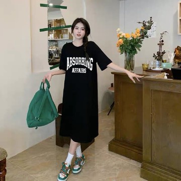 【LANNI 藍尼】現+預 寬鬆懶人過膝T恤連衣裙(女上衣/短袖/連衣裙)