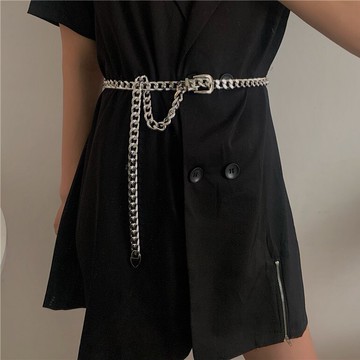 男女嘻哈金屬皮帶ins配飾時尚百搭連衣裙牛仔褲腰帶裝飾潮褲鏈子