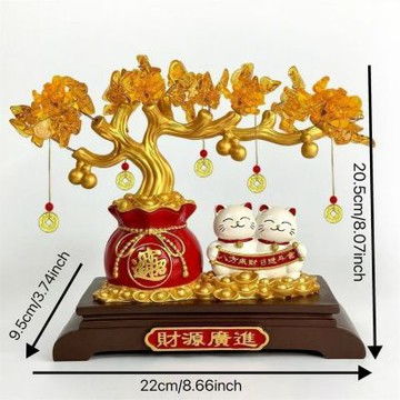 招財貓發財樹擺件 開業禮物 前臺裝飾擺件 喬遷禮品 寓意美好