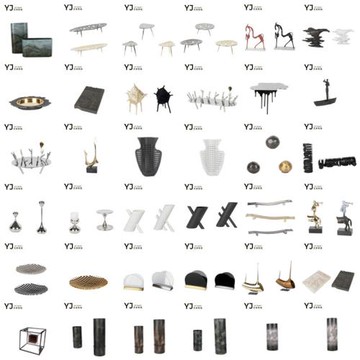 簡約現代輕奢金屬創意擺件樣板房售樓部酒店玄關大廳軟裝飾品P