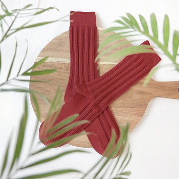 乾燥感・機能美學羅紋襪∣抑菌∣樞機紅∣25-28 cm∣雙針筒・襪子