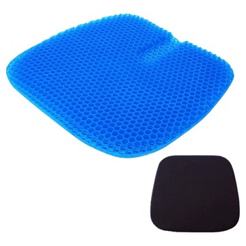 蜂巢凝膠坐墊 雙層升級 高彈力透氣不悶熱 附布套  47 x 44 x 3cm  黑色