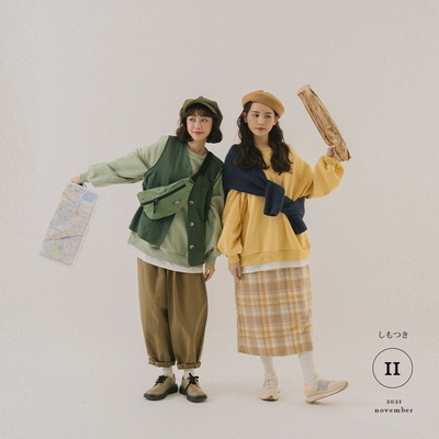 QUEENSHOP 假兩件內刷毛星期大學T 五色售【01110606】＊現+預＊