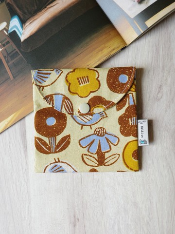 花園與鳥兒 棕 - 棉棉包 口罩包 衛生棉包 收納小包 | 海柏手作