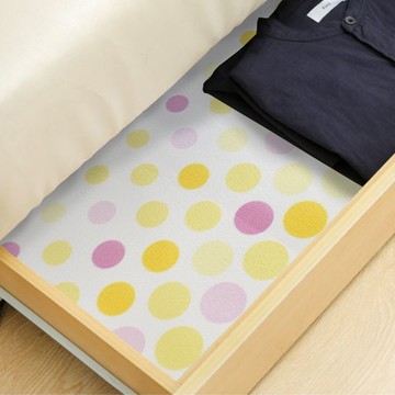 WAKO 日本製 櫥櫃防滑墊 抽屜墊 止滑墊 衣櫃墊30x500cm(3入) - 圓點粉黃3入
