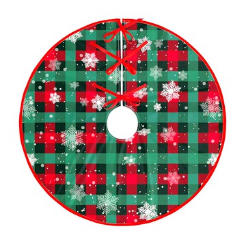 摩達客 紅綠雪花格紋 508號聖誕樹裙90cm 聖誕樹裝飾底墊