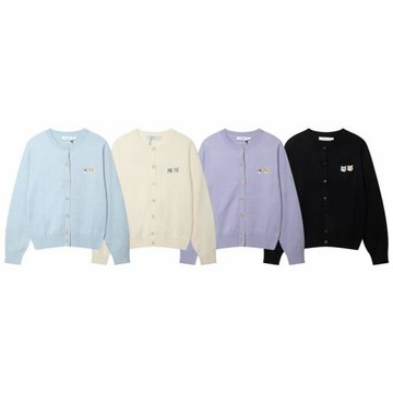 Maison Kitsune趙露思同款經典雙狐貍頭刺繡圓領羊毛針織開衫外套