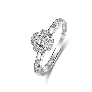 現貨+預購 莫桑石戒指925純銀開口戒-1克拉簡單的愛百合花母親節情人節生日禮物女飾品74an7【獨家進口】【米蘭精品】