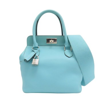 HERMES 愛馬仕 珊瑚藍 Swift皮革 Toolbox 20 兩用包 T刻 【二手名牌BRAND OFF】