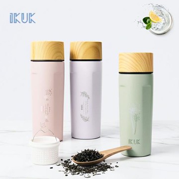 【IKUK艾可】 真陶瓷保溫杯-真瓷濾茶器茗茶保溫杯500m(陶瓷內蓋/陶瓷咖啡杯/陶瓷保溫瓶/咖啡保溫杯)