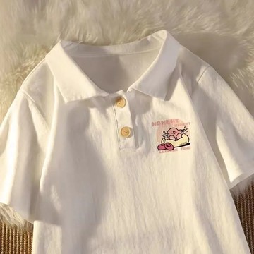 短袖 女童t恤 polo衫 夏季短袖 中大童上衣 兒童半袖上衣 純棉打底衫 短袖襯衣 百搭短袖 兒童短T【不二雜貨】