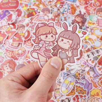 🍋檸檬青🍋 新款現貨超可愛小麻薯系列手繪卡通貼紙4款50枚入手帳裝飾素材