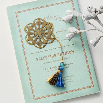 附流蘇書籤／藍色