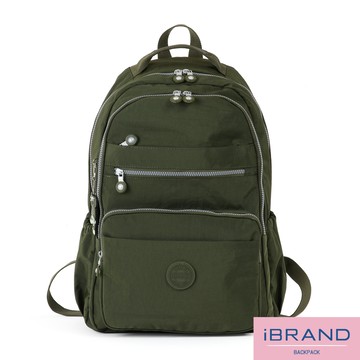 iBrand後背包 經典百搭超輕盈多口袋後背包(大)-森林綠