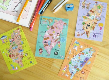 四季遊台灣英文版4入 春夏秋冬 明信片