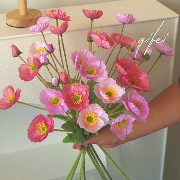 人造花仿真花 虞美人仿真花客廳裝飾擺件餐桌花擺花絹花 罌粟假花ins風拍照道具